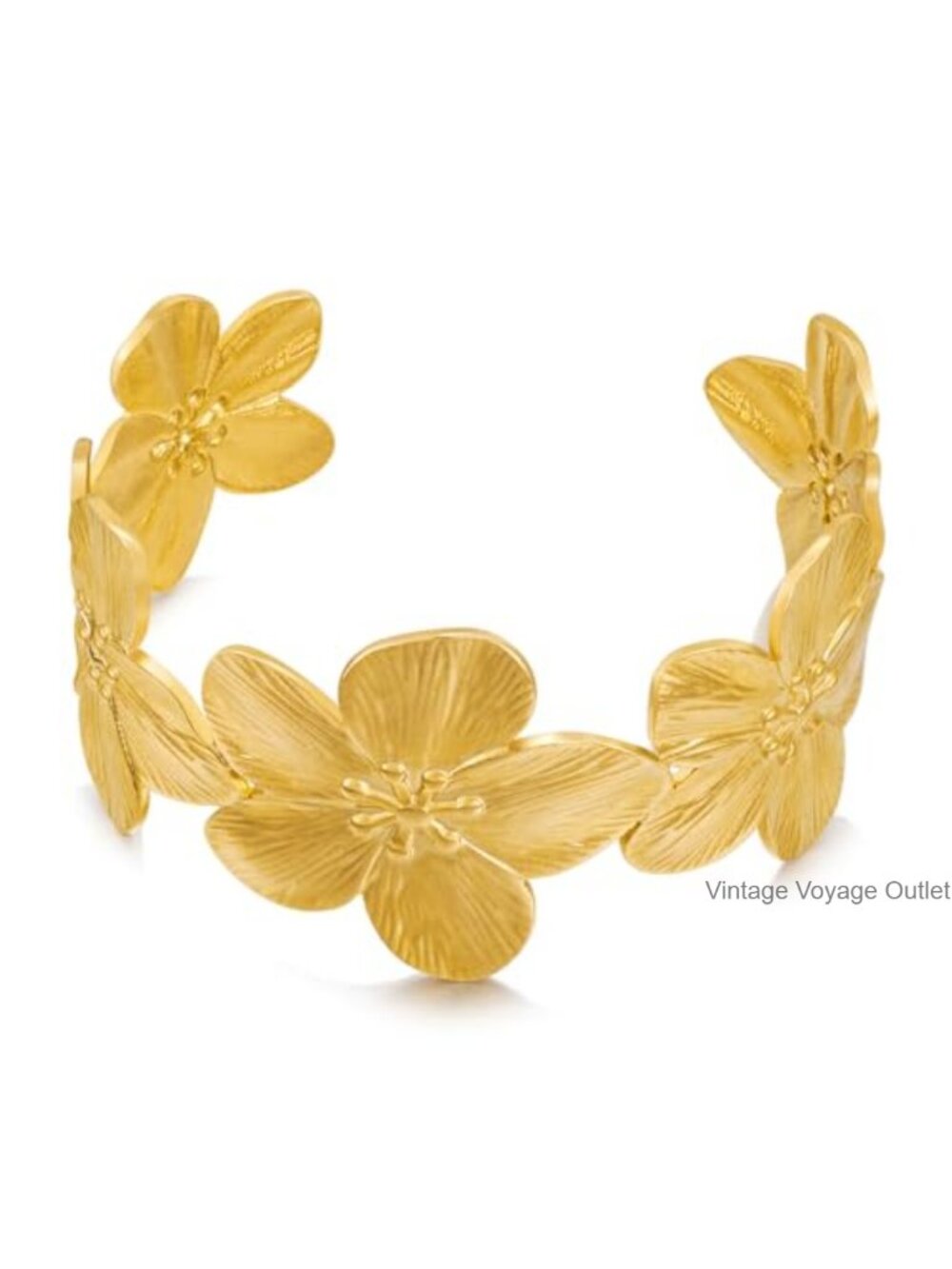 Stainless Steel Daisy Flower Cuff Bracelet Adjustable Vintage Style